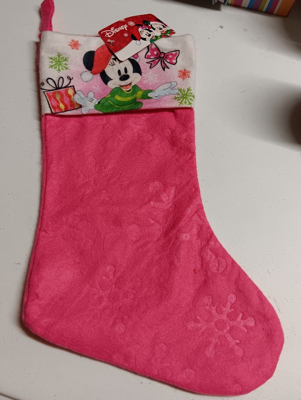 Disney Minnie Mouse Holiday Stocking with Festive Cuff NWT